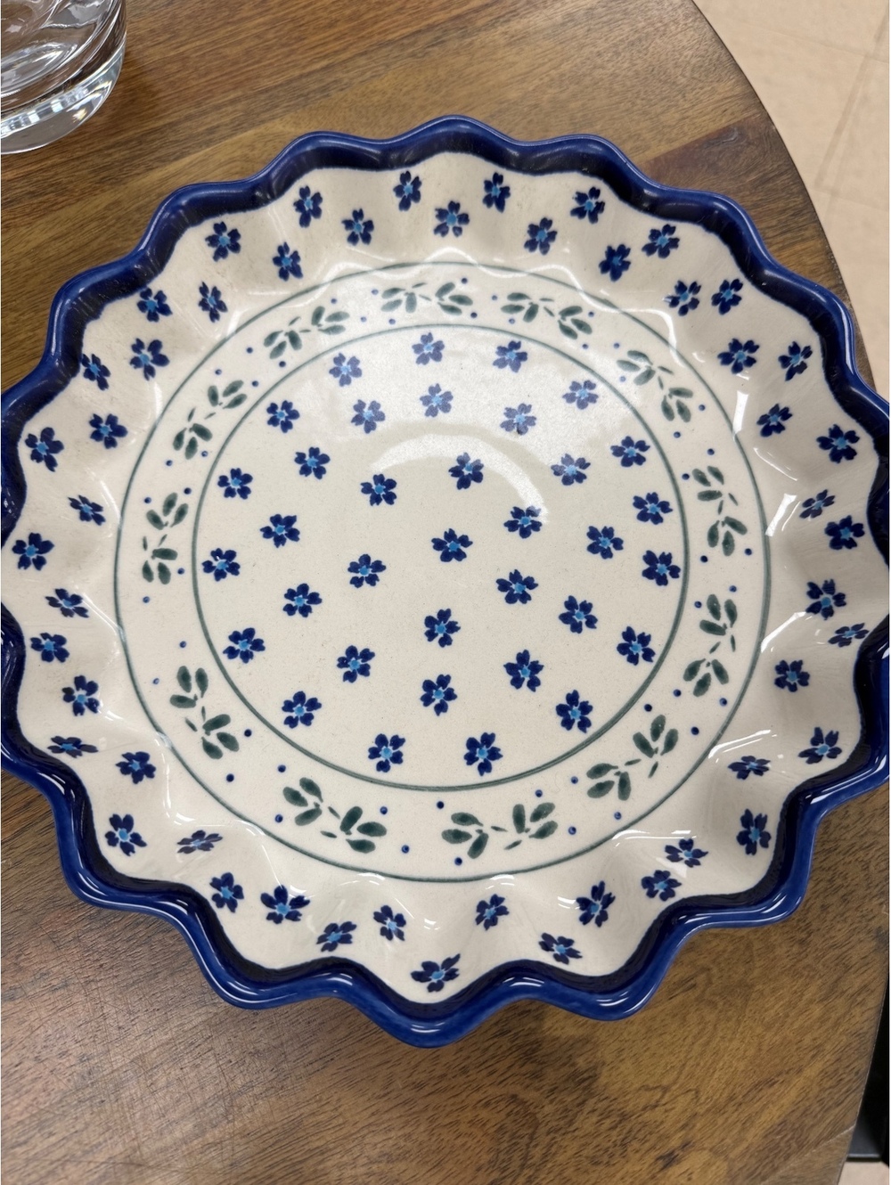 Boleslawiec Hand Made Polish Pottery Decorative Ceramic Plate with Blue Floral D